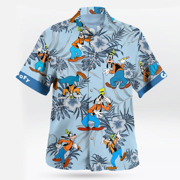 Goofy Tropical Floral Disney Hawaiian Shirt Blue – Moonbestprint