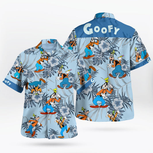 Goofy Tropical Floral Disney Hawaiian Shirt Blue – Moonbestprint