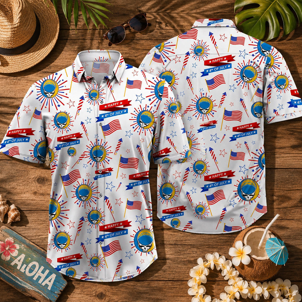 Grateful Dead 4th of July American Flag Patriotic Hawaiian Shirt – Moonbestprint