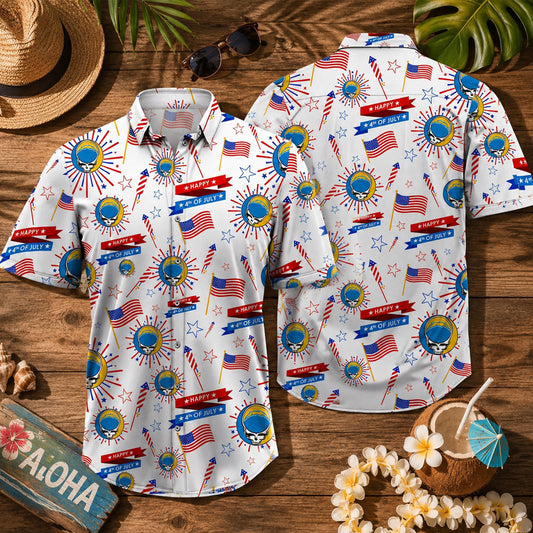 Grateful Dead 4th of July American Flag Patriotic Hawaiian Shirt – Moonbestprint