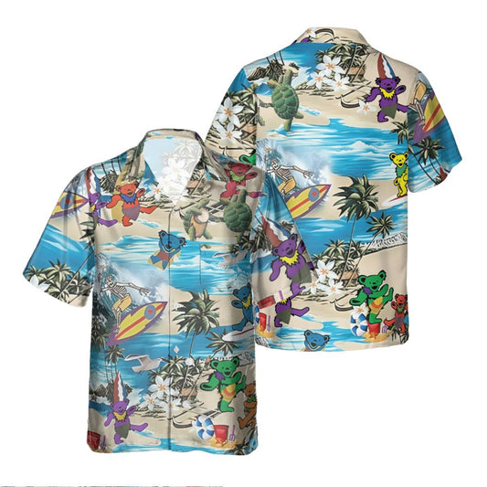 Grateful Dead Dancing Bears Color Hawaiian Shirt - Moonbestprint