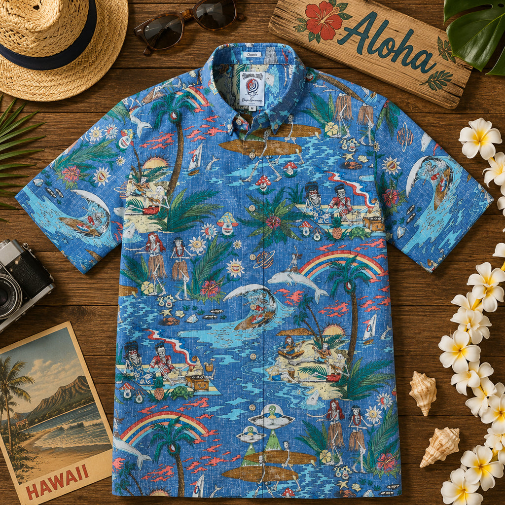 Grateful Dead Far Out Blue Horion Hawaiian Shirt – Moonbestprint
