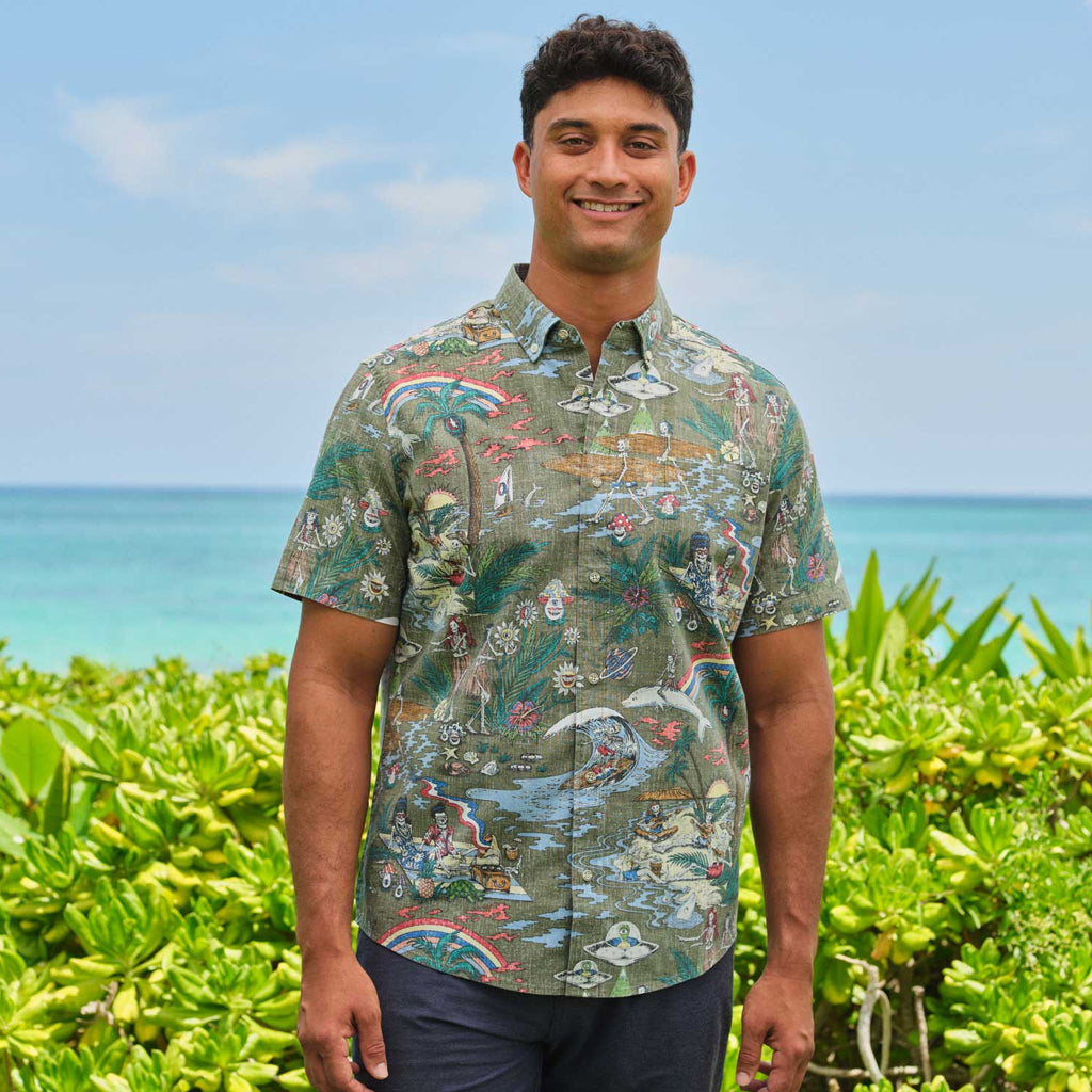 Grateful Dead Far Out Dusty Olive Hawaiian Shirt – Moonbestprint