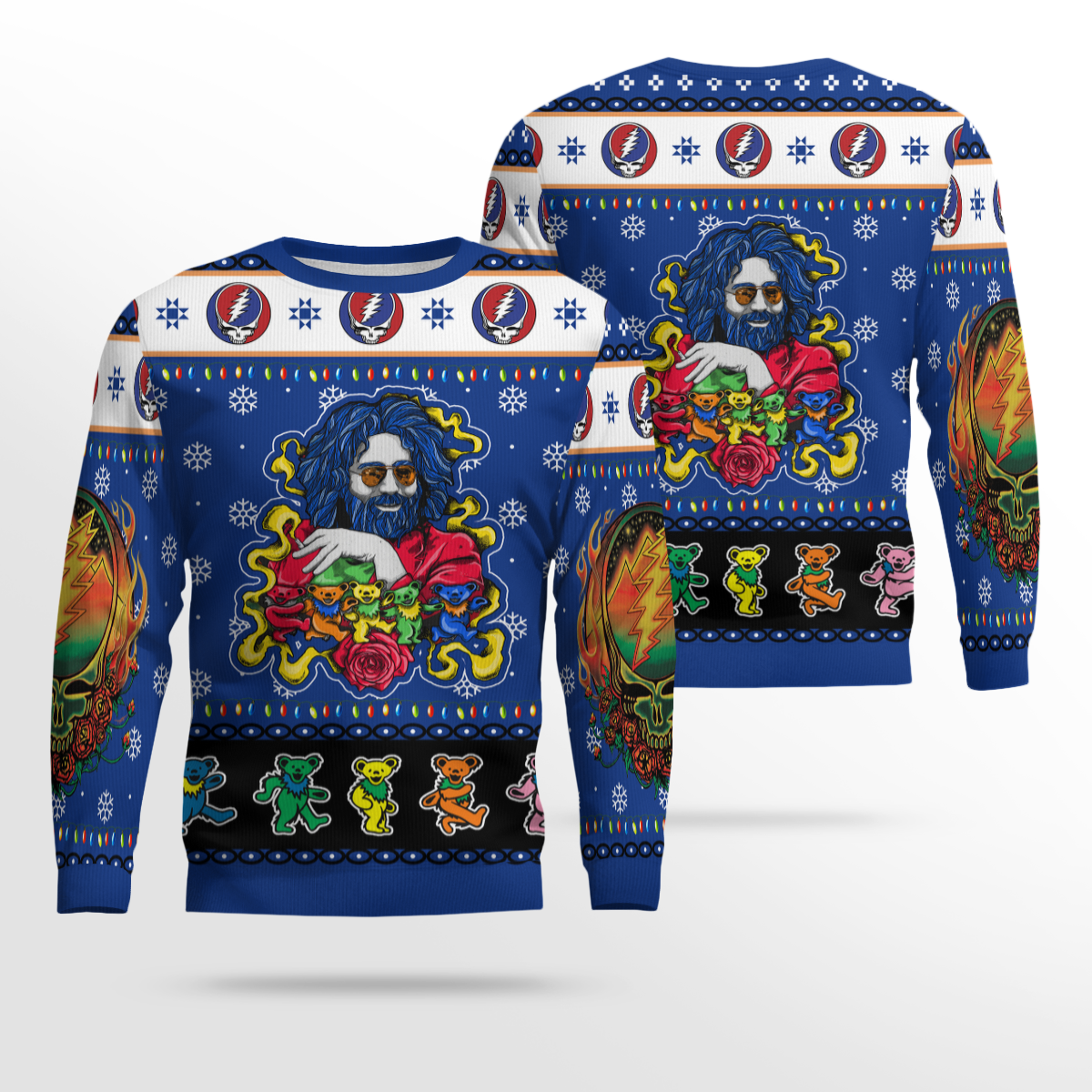 Grateful Dead Ugly Christmas Sweater 2025 with Jerry Garcia & Dancing Bears – Moonbestprint