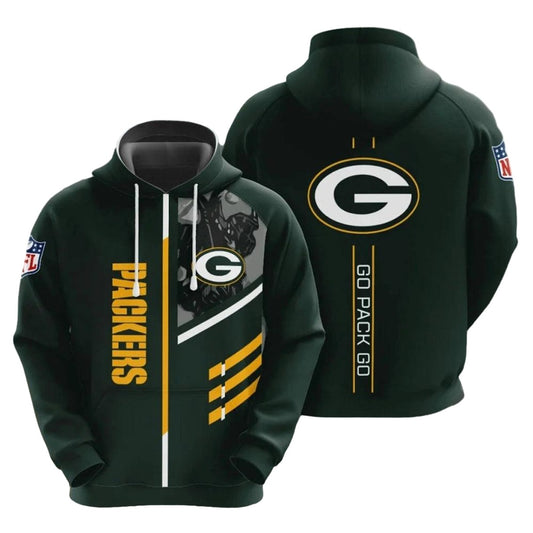Green Bay Packers 3 Lines Graphic Go Pack Go Aop Hoodie - Moonbestprint