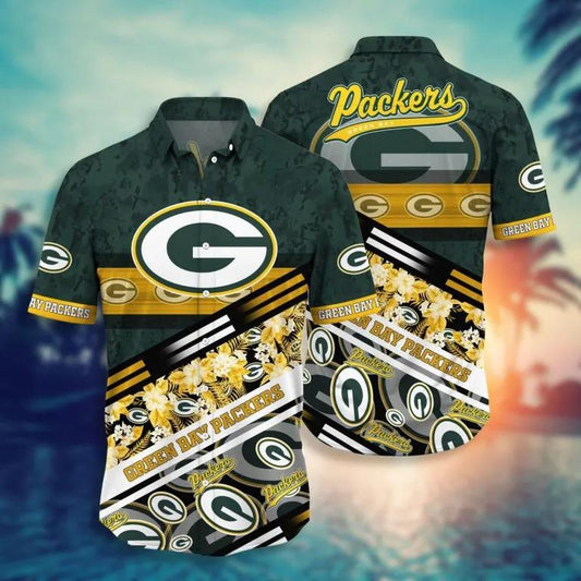 Green Bay Packers Aloha Style Hawaiian Shirt, NFL Hawaiian Shirt Moonbestprint