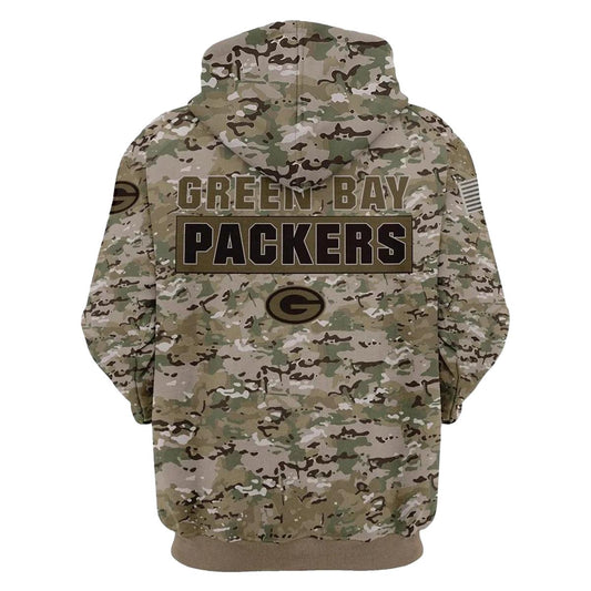 Green Bay Packers Army Pattern Aop Hoodie - Moonbestprint