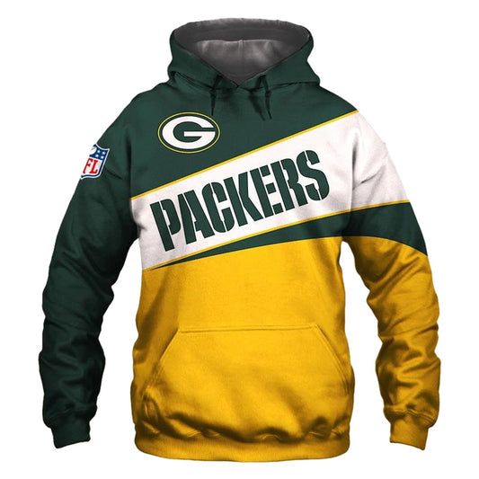 Green Bay Packers Big Logo Green White And Yellow Aop Hoodie - Moonbestprint