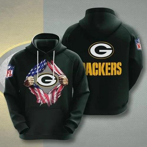 Green Bay Packers Blood Inside Me Heart 3D Hoodie, NFL Hoodie Moonbestprint
