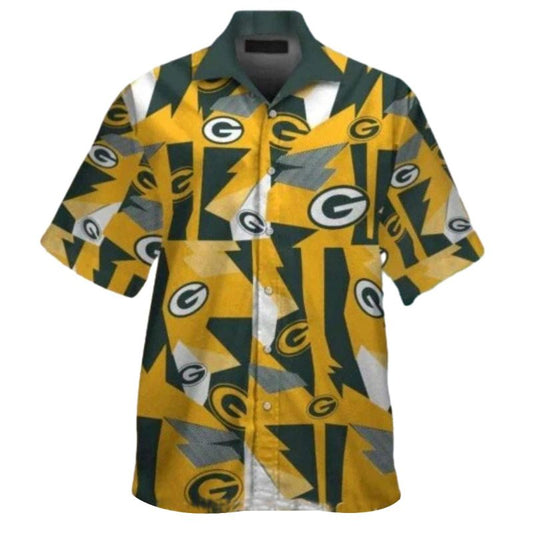 Green Bay Packers Bold Geometric Pattern Hawaiian Shirt - Moonbestprint