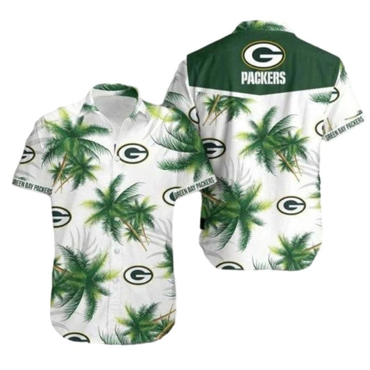 Green Bay Packers Coconut Palm Tree Hawaiian Shirt - Moonbestprint
