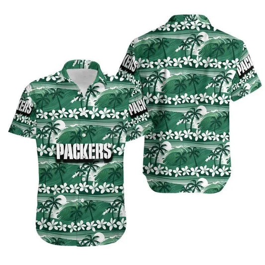 Green Bay Packers Coconut Trees Nfl Gift For Fan Hawaii Shirt Summer Collection, NFL Hawaiian Shirt Moonbestprint