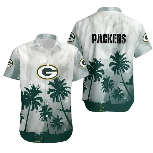 Green Bay Packers Coconut Trees Nfl Gift For Fan Hawaiian Graphic Print Short Sleeve Hawaiian Shirt, NFL Hawaiian Shirt Moonbestprint