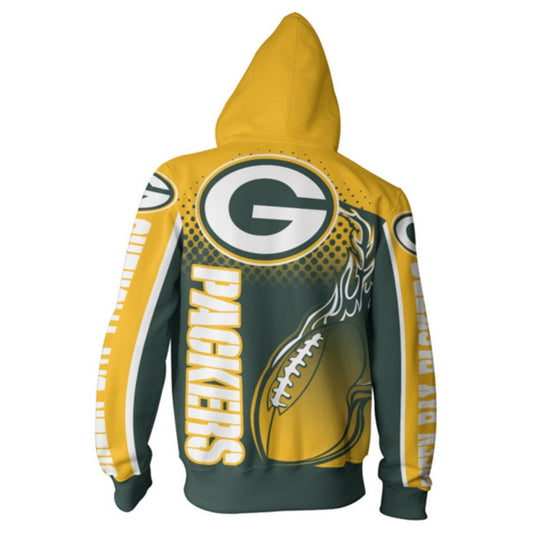 Green Bay Packers Cute Flame Balls Graphic Gift For Men Aop Hoodie - Moonbestprint