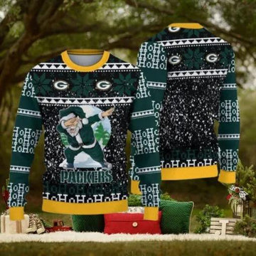Green Bay Packers Dabbing Santa Ugly Christmas Sweater, NFL Chritsmas Sweater Moonbestprint