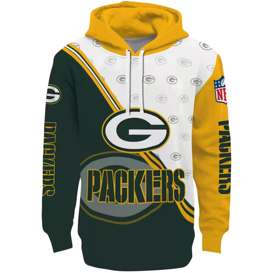 Green Bay Packers Diagonal Stripe Green White Aop Hoodie - Moonbestprint