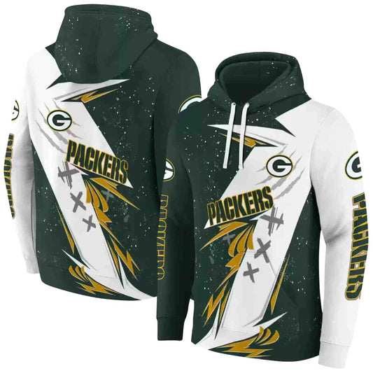 Green Bay Packers Dynamic Slash Green White Aop Hoodie - Moonbestprint