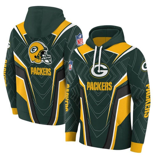 Green Bay Packers Energetic Vibes Navy Green Aop Hoodie - Moonbestprint