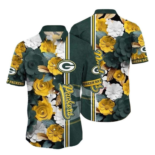Green Bay Packers Festive Flora Hawaiian Shirt - Moonbestprint
