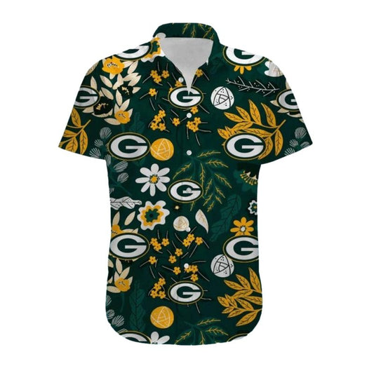 Green Bay Packers Floral Pattern Tropical Fanwear Hawaiian Shirt - Moonbestprint