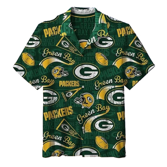 Green Bay Packers Football Theme Logo Retro Hawaiian Shirt - Moonbestprint