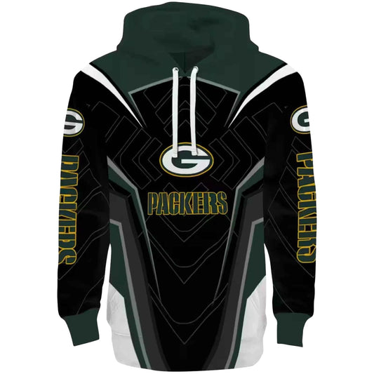 Green Bay Packers Futuristic Pattern Green Black Aop Hoodie - Moonbestprint