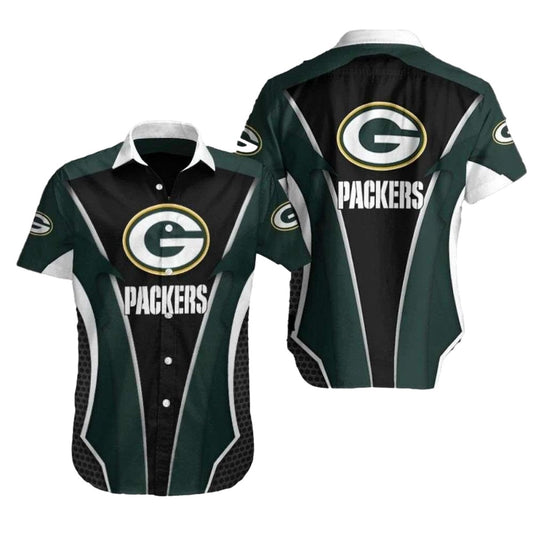 Green Bay Packers Game Time Stripe Detail Hawaiian Shirt - Moonbestprint