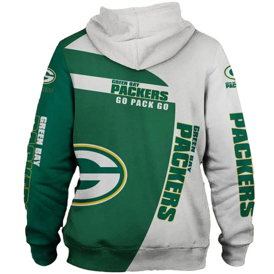 Green Bay Packers Go Pack Go Green And White Aop Hoodie - Moonbestprint