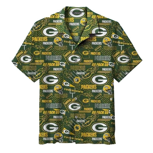 Green Bay Packers Go Pack Go Logo Hawaiian Shirt - Moonbestprint