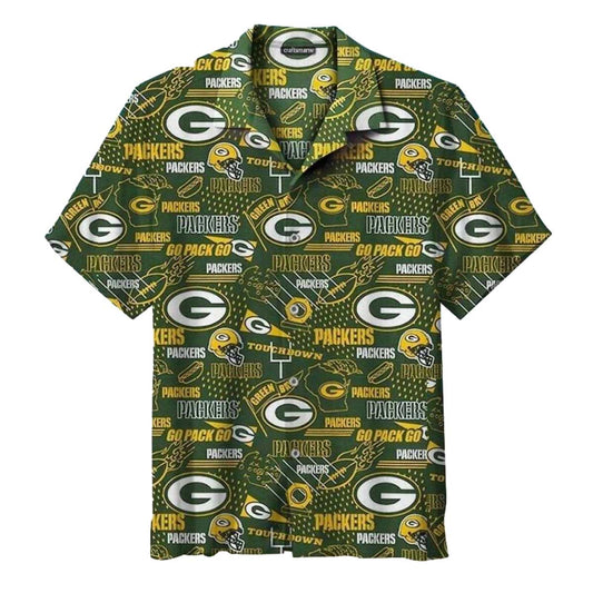 Green Bay Packers Go Pack Go Logo Hawaiian Shirt - Moonbestprint