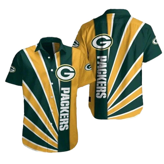 Green Bay Packers Green And Gold Varsity Stripes Hawaiian Shirt - Moonbestprint