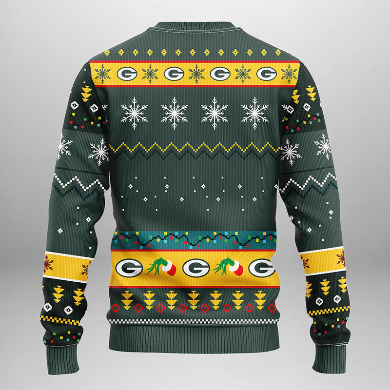 Green Bay Packers Grinch Ugly Christmas Sweater, Grinch Xmas Sweater Moonbestprint