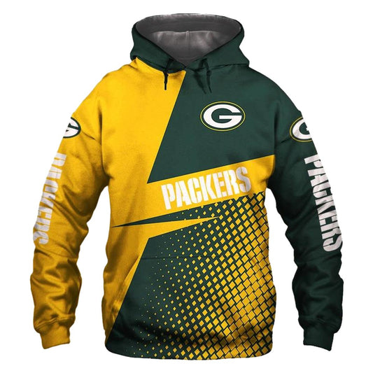 Green Bay Packers Halftone Green And Yellow Aop Hoodie - Moonbestprint