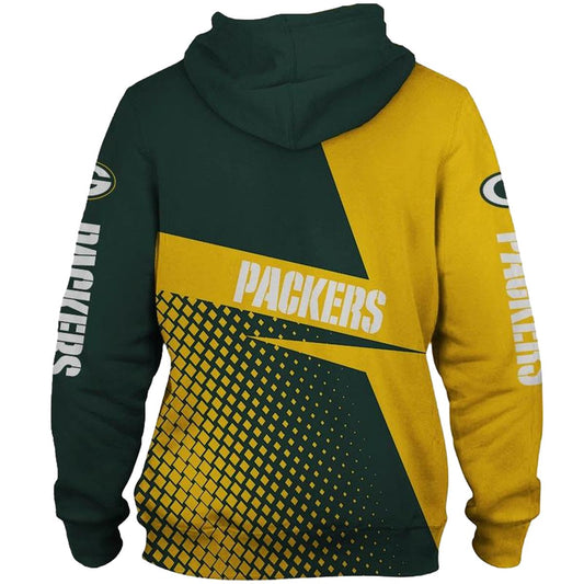 Green Bay Packers Halftone Green And Yellow Aop Hoodie - Moonbestprint
