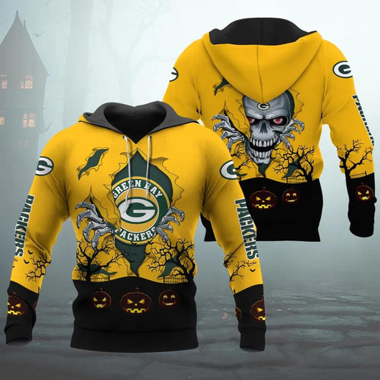 Green Bay Packers Halloween 3D Apparel, NFL Hoodie Moonbestprint