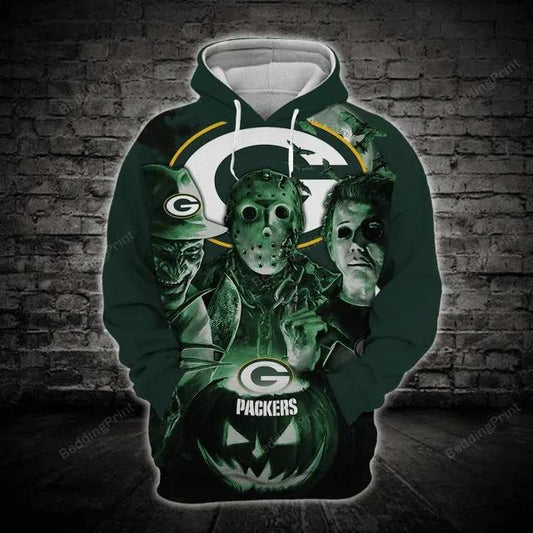 Green Bay Packers Halloween Horror 3D Hoodie, NFL Hoodie Moonbestprint