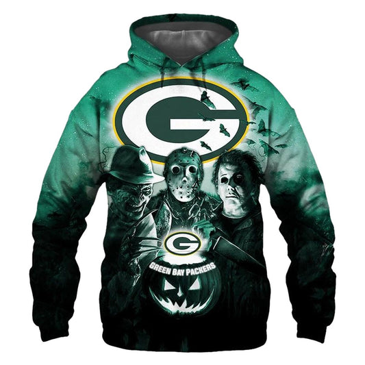 Green Bay Packers Halloween Horror Night 2025 Aop Hoodie - Moonbestprint