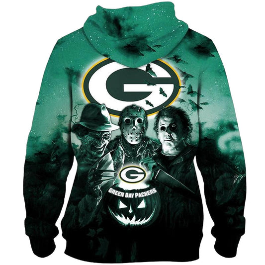 Green Bay Packers Halloween Horror Night 2025 Aop Hoodie - Moonbestprint