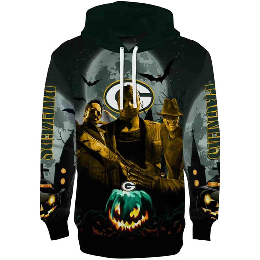 Green Bay Packers Halloween Vibes Green Black Aop Hoodie - Moonbestprint
