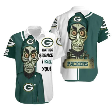 Green Bay Packers Haters I Kill You 3D Hawaiian Shirt Print Short Sleeve Hawaiian Casual Shirt Aloha Shirt, NFL Hawaiian Shirt Moonbestprint