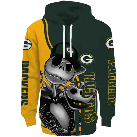Green Bay Packers Jack Skellington Green Aop Hoodie - Moonbestprint