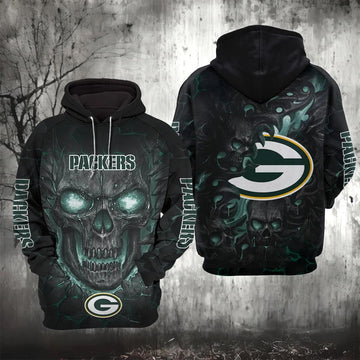 Green Bay Packers Lava Skull 3D Hoodie, NFL Hoodie Moonbestprint
