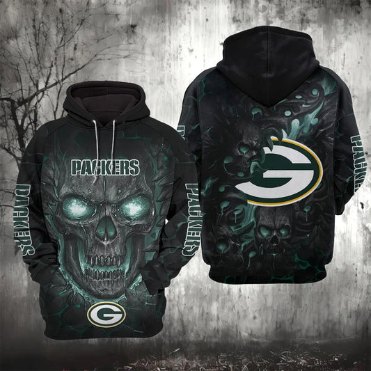 Green Bay Packers Lava Skull 3D Hoodie, NFL Hoodie Moonbestprint