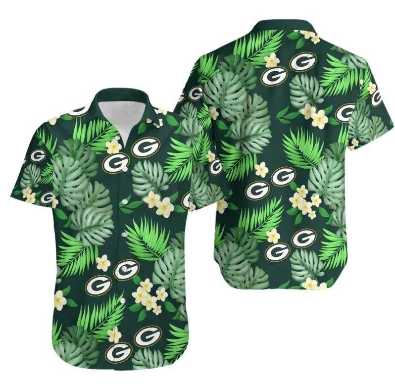 Green Bay Packers Logo And Leaves Hawaiian Shirt 2, NFL Hawaiian Shirt Moonbestprint
