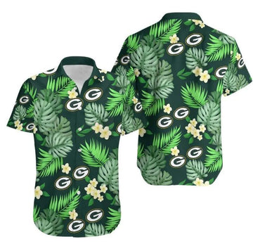 Green Bay Packers Logo And Leaves Hawaiian Shirt 2, NFL Hawaiian Shirt Moonbestprint