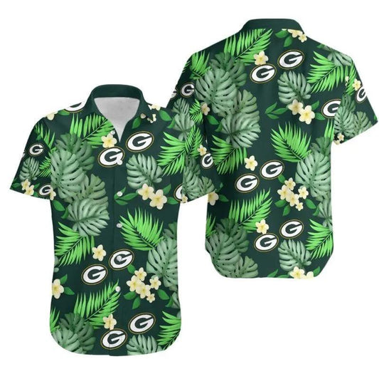 Green Bay Packers Logo And Leaves Hawaiian Shirt 2, NFL Hawaiian Shirt Moonbestprint