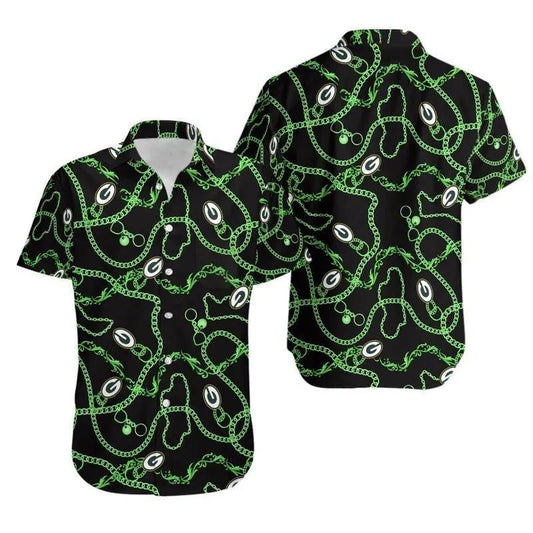 Green Bay Packers Logo Black Background Hawaiian Shirt, NFL Hawaiian Shirt Moonbestprint