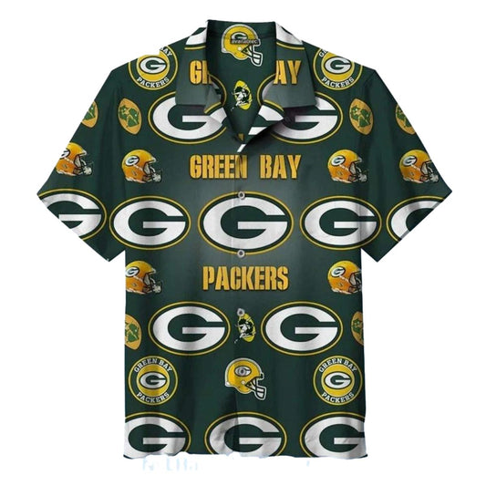 Green Bay Packers Logo Pattern Hawaiian Shirt - Moonbestprint