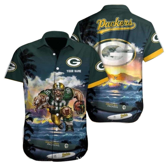 Green Bay Packers Mascot Go Pack Go Hawaiian Shirt - Moonbestprint