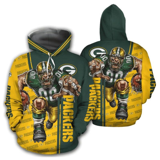 Green Bay Packers Mascot Design Gift For Fans Aop Hoodie - Moonbestprint